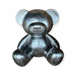 Beer beeld teddy zittend zilver 35 cm
