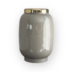 Beige Taupe vaas met gouden rand