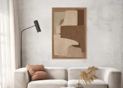 Canvas incl. lijst 80x120cm Handgeschilderd ‘Bruine vlakken’