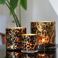 Celtic gold cheetah waxinelichthouders (set van 2)