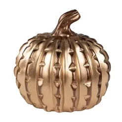 Clayre & Eef herfst decoratie beeld pompoen goud kleurig keramiek