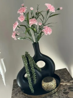 Complete tafel decoratie set met zwarte vaasjes