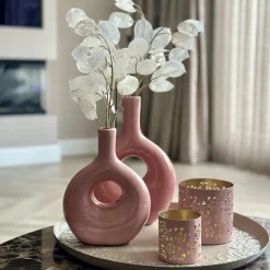 Complete woonaccessoires salontafel set beige roze