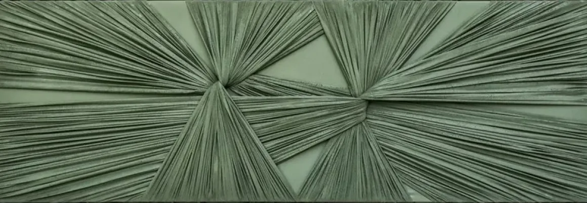 3D wanddecoratie 153x53cm Textiel +olieverf met frame groen