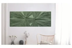 3D wanddecoratie 153x53cm Textiel +olieverf met frame groen