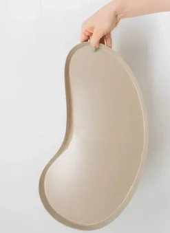 Decoratie dienblad kidney niervorm organisch Beige 52x24x2cm