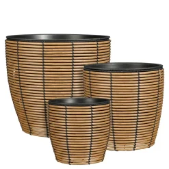 Durban Bloempot Buiten – Set van 3 – H36 x Ø40 cm – Gerecycled Plastic – Bruin