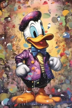 Glasschilderij Donald Duck disney gekleurd 80x120cm