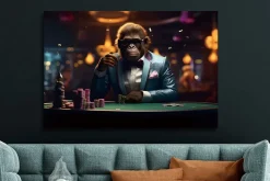 Glasschilderij gangster pokeraap 80x120cm