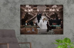 Glasschilderij Maffia gangsters in casino 2 afmetingen