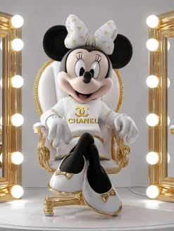 Glasschilderij met goudfolie 60x80cm Muis in make-up stoel