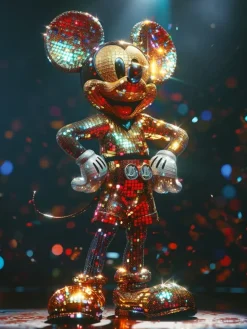 Glasschilderij Mickey Mouse disney standbeeld 60x80cm