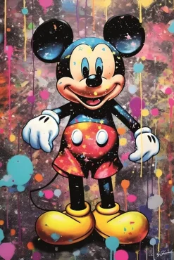 Glasschilderij Mickey Mouse disney gekleurd 80x120cm