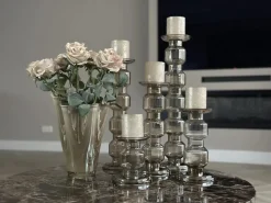 Glazen kandelaar Oyster Rolls brown luster set 5