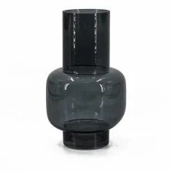 Glazen vaas zwart smoke 18x18x30cm