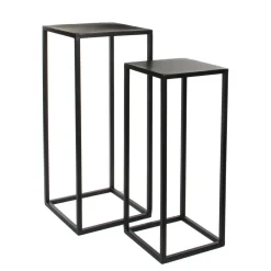 Goa Bijzettafel – Set van 2 – L30 x B30 x H70 cm – Metaal – Zwart