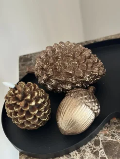 Herfstdecoratie complete tafel decoratie set met dienblad roze brons