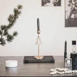 HV Glass Xmas Tree Kaarshouder Goud