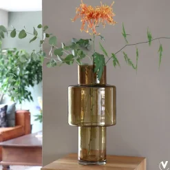 Juba cognac Ø20 x H40 cm glazen vaas