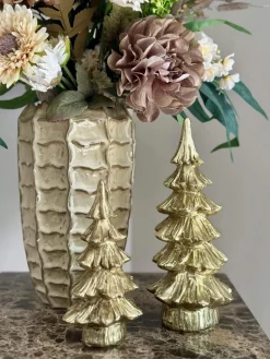 Kerst decoratie goud beeld kerstboom – 2 maten