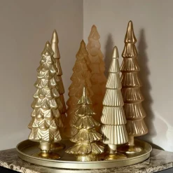 Kerstboom decoratie set van glas amber goud – 30/35 cm