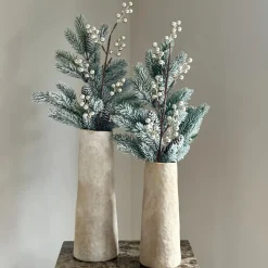 Kerstdecoratie – vazen set met zijden kunst kerstboom takken