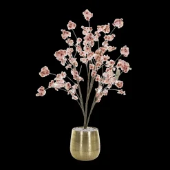 Kunst bloesem prunus boom roze met vaas en witte stenen 100 cm
