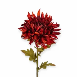 Kunstbloem Chrysant dk rood/oranje 62cm