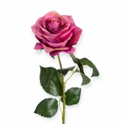 Losse zijden bloem fuchsia/aubergine roos 54 cm