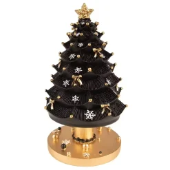 Muziekdoos Kerstboom zwart goud 11×20 cm