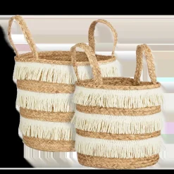 Opbergmand – Set van 2 – H30 x Ø32 cm – Waterhyacint – Bruin