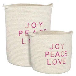 Opbergmand – Set van 2 – H46 x Ø33 cm – Katoen – Wit