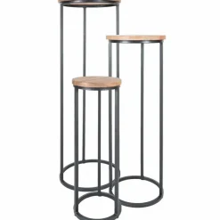 Plantentafels Sam Rond – Set van 3 – Bruin Mangohout