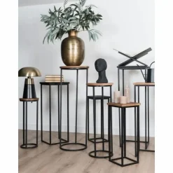 Plantentafels Sam Rond – Set van 3 – Bruin Mangohout