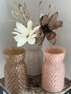 Vaas glas diamond groen tinten 12x20cm