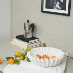 Wave plisse schaal- Keramiek- Wit- 29,5×29,5x9cm